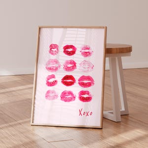 Impresión digital de labios rosados, arte de labios, arte de labios rosados, póster de muchos de los labios, póster de labios rosados, póster de moda