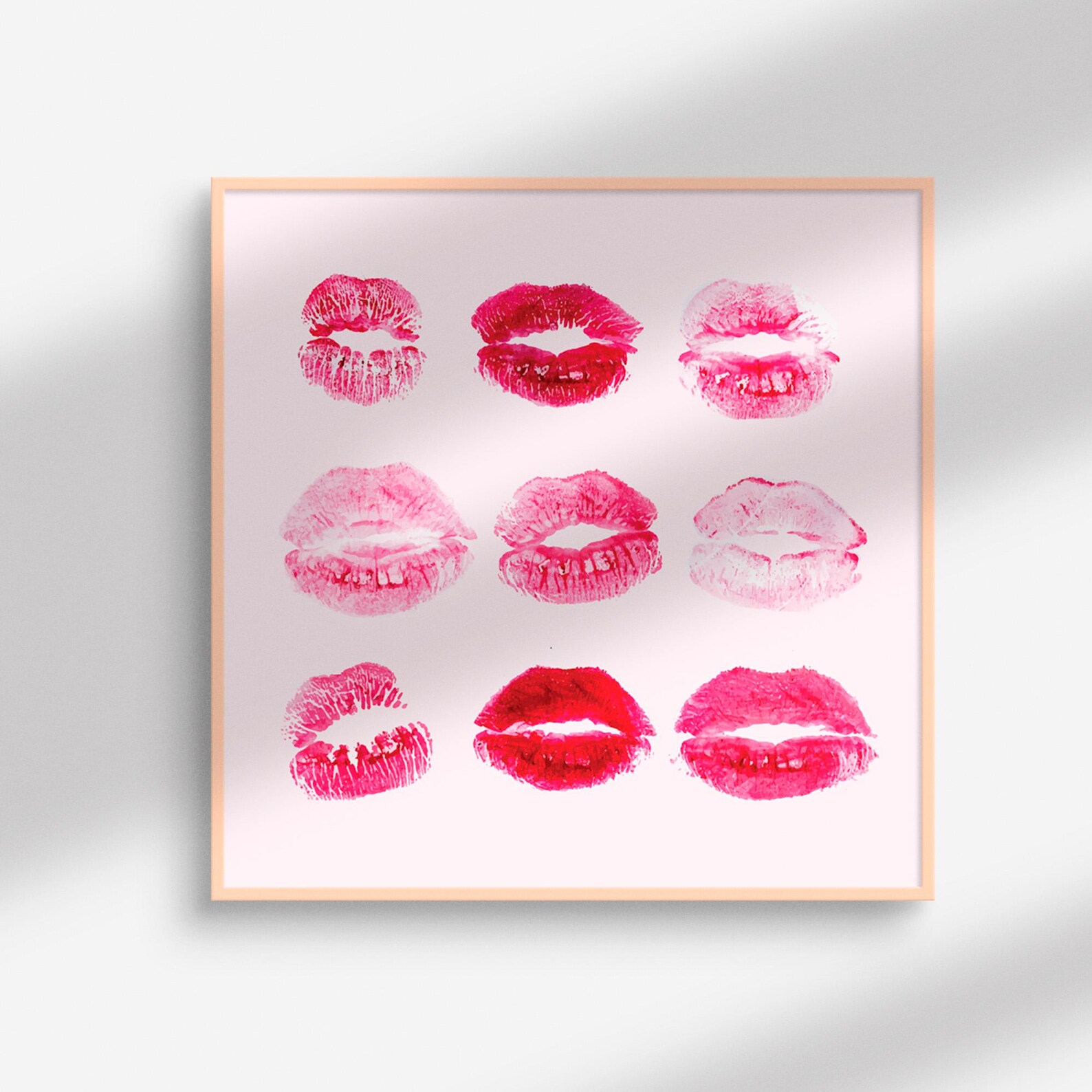 Digital Pink Lips Print, Lips Art, Pink Lips Art, Many of Lips Poster ...