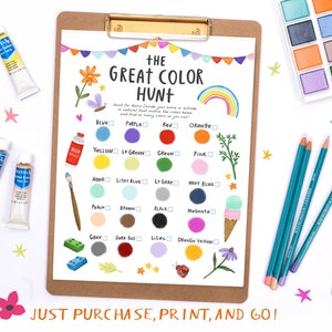 Color Treasure Hunt | Scavenger Hunt | Outdoor or Indoor Party Game Activity for Kids | Family Fun Night | Printable Game