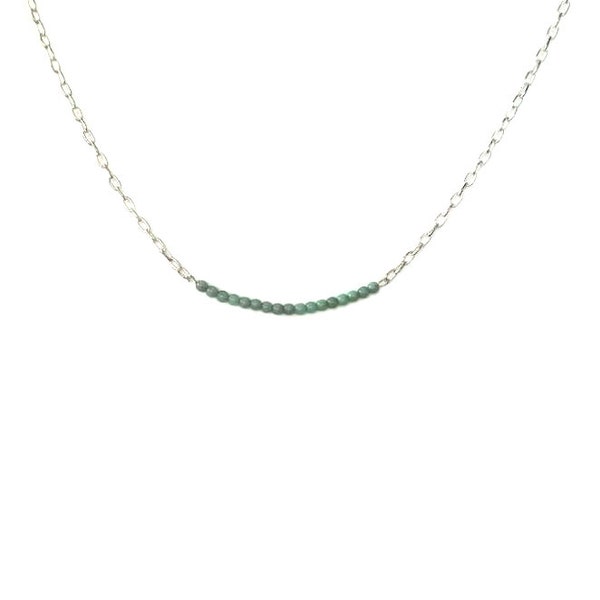 Delicate Turquoise Necklace,  Seaspray Statement Necklace, Sterling Silver Bar Necklace, Horizontal Bar Necklace, Bead Jewelry