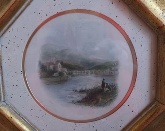 Beautiful 11” x 11” hand colored original old engraving, circa 1840 and framed by Papalia in Clifton, NJ.