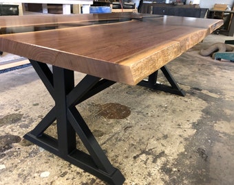 Custom Build for Jodie - Live Edge Black Walnut Trestle - 50% balance