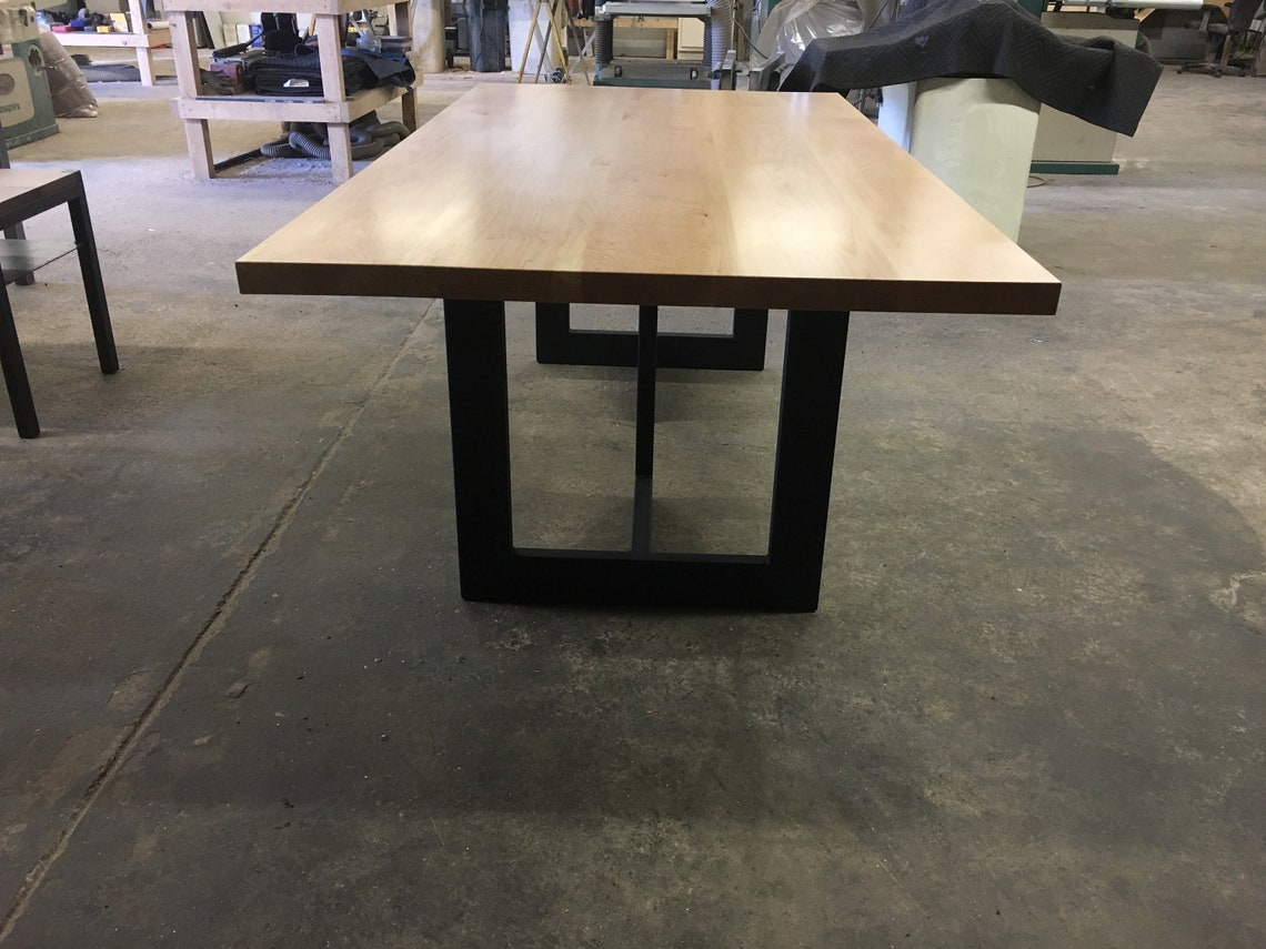Maple & Matte Black Dining Table Etsy
