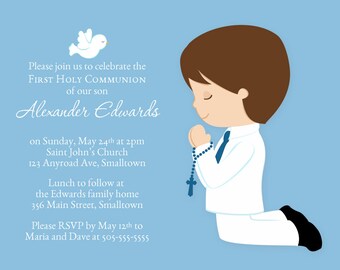 First Communion Invitation, Boy Invitation, Communion Party Invite, Holy Communion, PRINTABLE