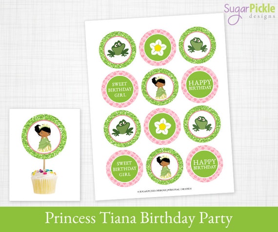 Princess Tiana Cupcake Toppers Princess Tiana Birthday Party Etsy