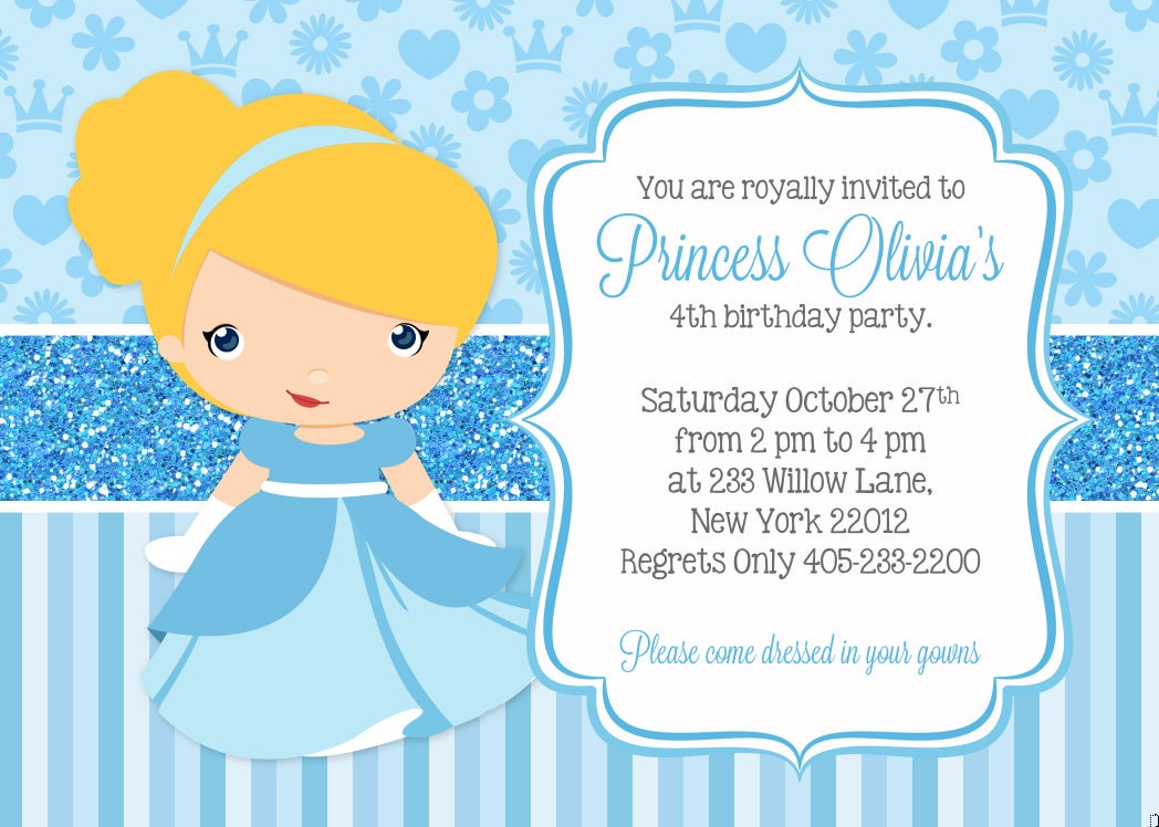Cinderella Invitation Cinderella Party Invitation Princess Etsy