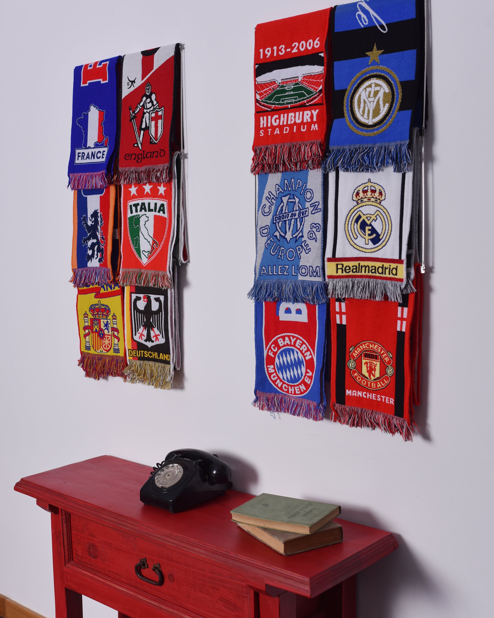 Sport scarf display rack Football Soccer scarves display Etsy