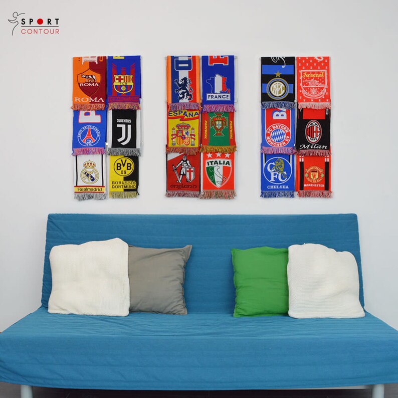 Sport scarf display rack Football Soccer scarf display Holder Etsy
