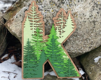 Woodland Tree Monogram: Rustic Cabin Decor Sign