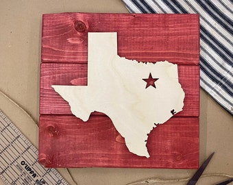 Personalized Texas Star Wood Wall Art, Custom Location Sign