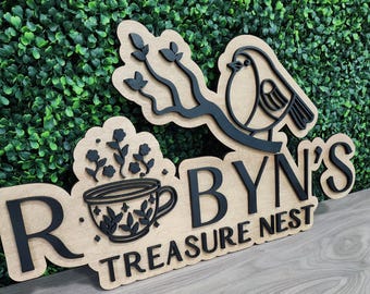 Custom 3D Wood Business Logo Sign - Handmade Vendor Display