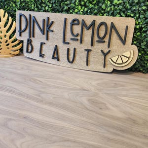 Custom Wood Salon Sign: 3D Laser Cut Business Logo Decor image 9