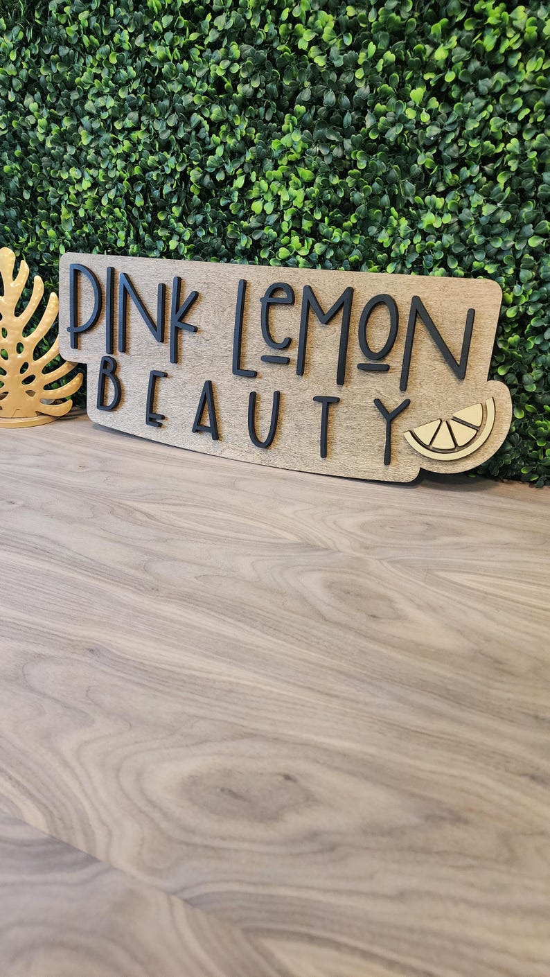 Custom Wood Salon Sign: 3D Laser Cut Business Logo Decor image 9