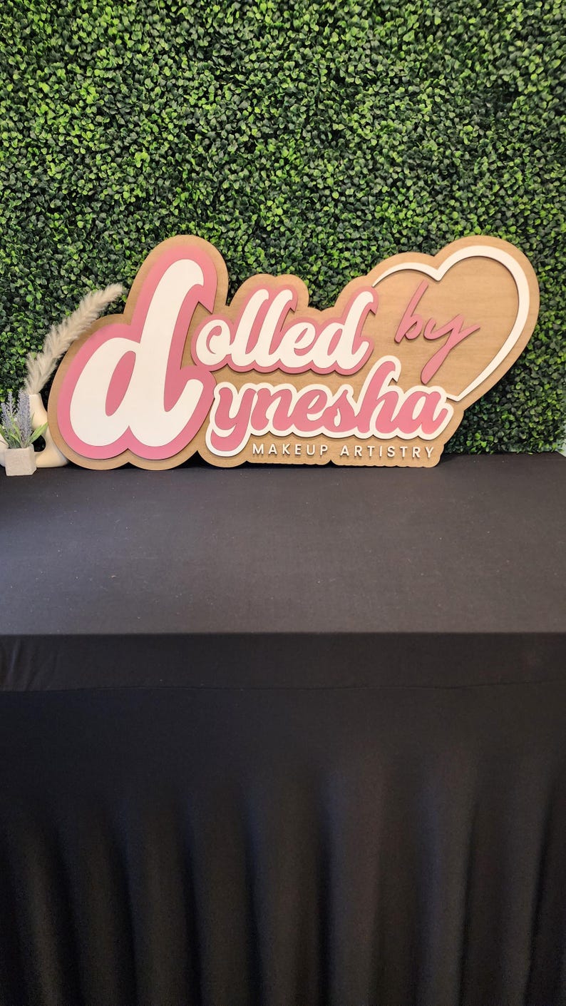 Custom Wood Salon Sign: 3D Laser Cut Business Logo Decor image 13