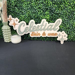 Custom Wood Salon Sign: 3D Laser Cut Business Logo Decor image 11