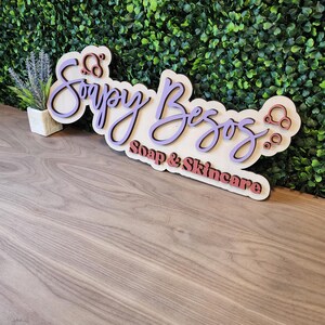 Custom Wood Salon Sign: 3D Laser Cut Business Logo Decor image 14