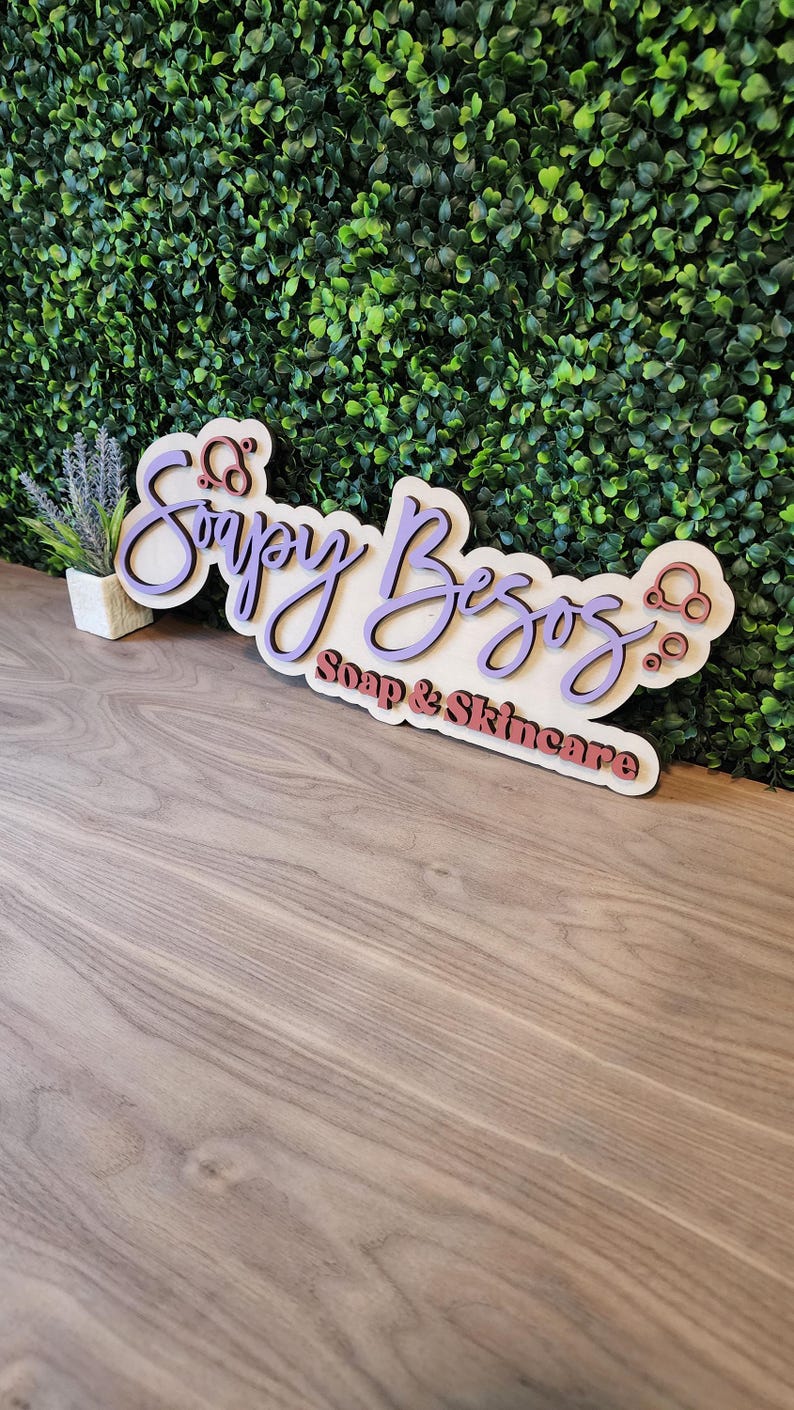 Custom Wood Salon Sign: 3D Laser Cut Business Logo Decor image 14