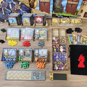 Clank! Game Box Organizer - Wooden Card and Token Organizer for Clank Expansions