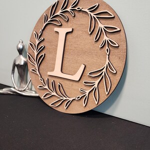 Custom Wood Monogram Sign with Laurels - Farmhouse Decor image 14