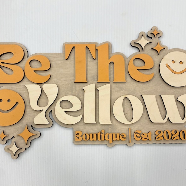 Custom Business Logo Sign: 3D Layered Painted Wood