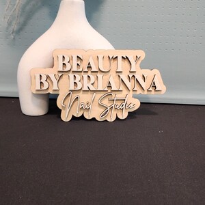 Custom Wood Salon Sign: 3D Laser Cut Business Logo Decor image 15