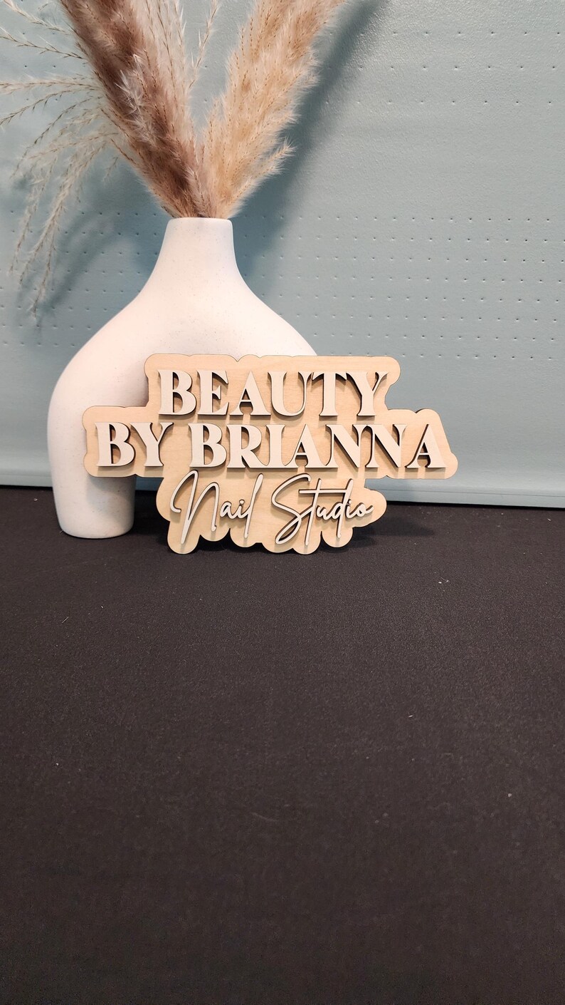 Custom Wood Salon Sign: 3D Laser Cut Business Logo Decor image 15