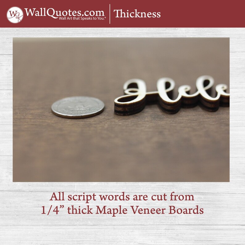 Custom Script Wood Words: Painted or Stained Maple Veneer image 8