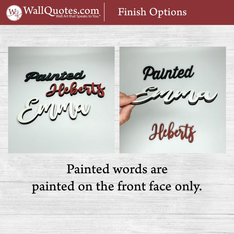 Custom Script Wood Words: Painted or Stained Maple Veneer image 5