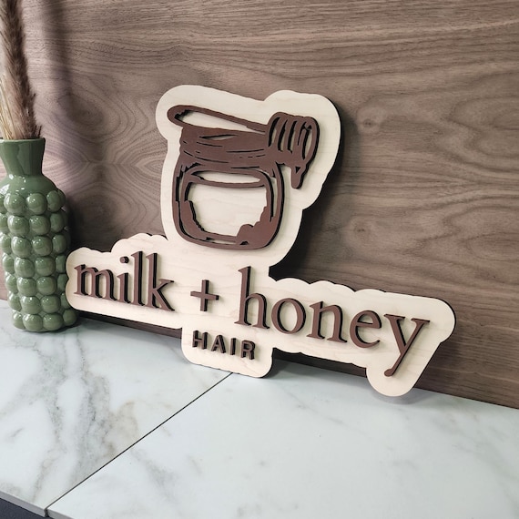 Custom Wood Salon Sign: 3D Laser Cut Business Logo Decor