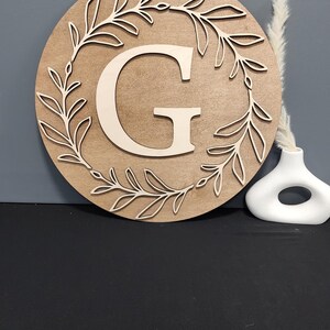 Custom Wood Monogram Sign with Laurels - Farmhouse Decor image 12