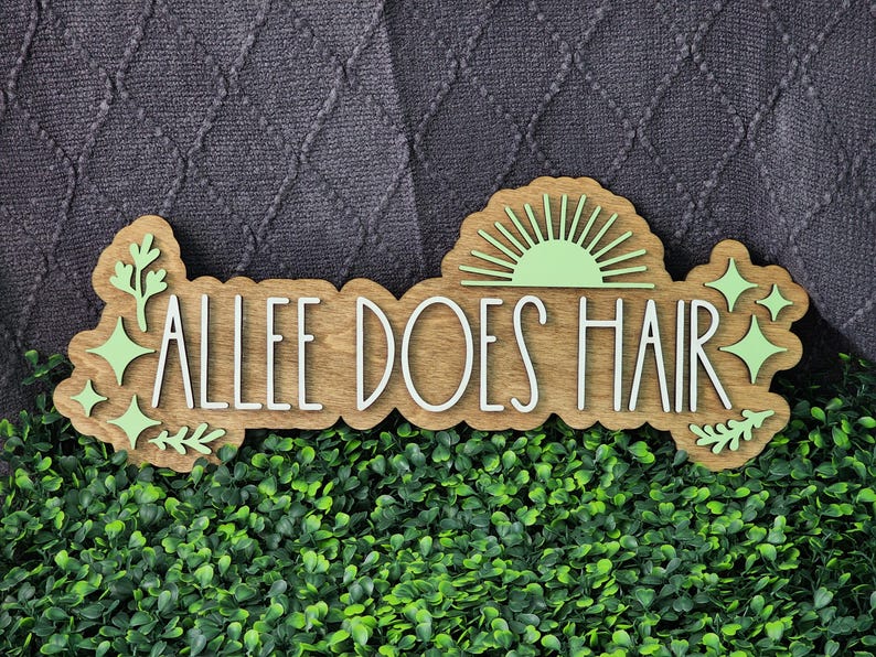 Custom Wood Salon Sign: 3D Laser Cut Business Logo Decor image 19