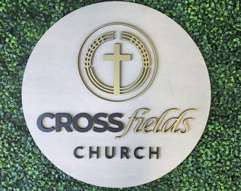 Custom Church Wood Sign: 3D Religious Logo Decor