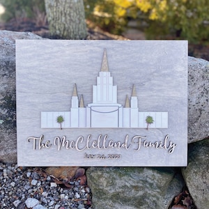 LDS Temple Art: Personalized Wood Wedding Sign, Families are Forever