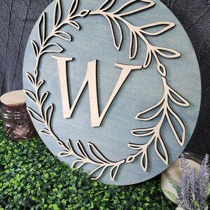 Custom Wood Monogram Sign with Laurels - Farmhouse Decor image 11