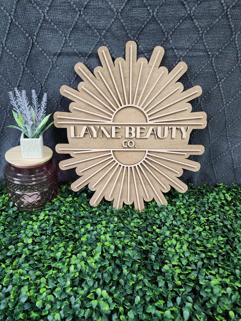Custom Wood Salon Sign: 3D Laser Cut Business Logo Decor image 20