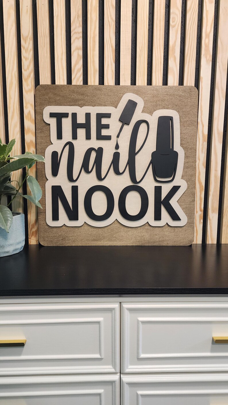 Custom Wood Salon Sign: 3D Laser Cut Business Logo Decor image 17