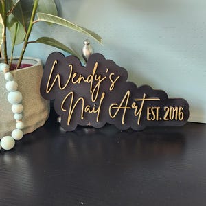 Custom Wood Salon Sign: 3D Laser Cut Business Logo Decor image 16