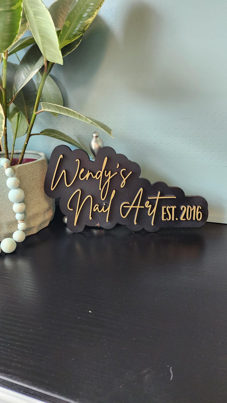 Custom Wood Salon Sign: 3D Laser Cut Business Logo Decor image 16