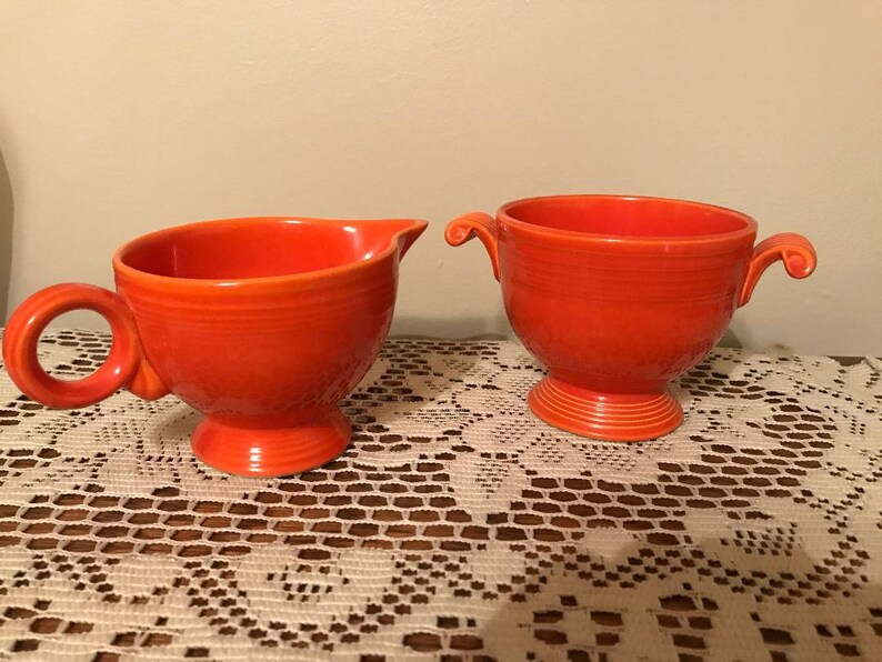 VINTAGE FIESTAWARE/Fiesta ware Sugar Bowl and Creamer in Etsy