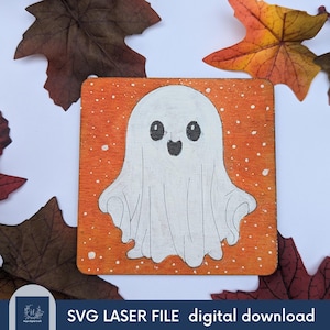 Ghost SVG Laser File - Single Element Score & Engraved Design | Digital Download for Glowforge, Xtool, and other Laser Cutters