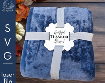 Thanksgiving Scalloped Edge Blanket Gift Tag SVG with 4 Ribbon Holes – Perfect for gifts-  digital laser svg cut file - laser tested
