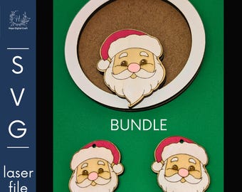 Santa Tracker ornament and Earrings bundle - NFC ready - svg laser cut file - laser tested - christmas countdown