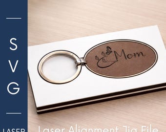 JDS Oval Keychain Alignment Jig SVG | Laser Engraving Centering Tool | Leatherette Metal Blank Jig File | 3x1.75 Inch