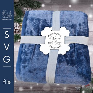 Wij wensen je een warme en gezellige kerst Sint-jakobsschelpdeken Cadeaukaartje SVG met 2 en 4 lintgaten – digitaal laser-svg-snijbestand - lasergetest