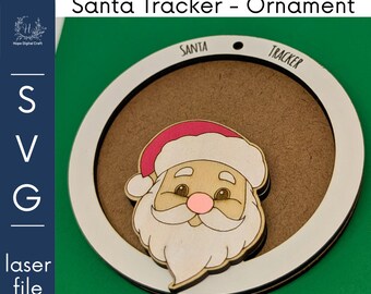 Santa Tracker ornament - NFC ready - svg laser cut file - laser tested - christmas countdown