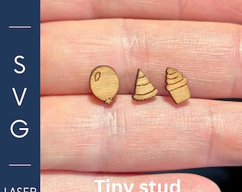 Födelsedag Örhänge SVG Bundle, Ballong Party Hat Glass Tiny Earring Laserskurna Filer