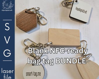 Smart Tag SVG Bundle – 5 Laser Cut File Shapes for NFC Projects – Keychain + Bag Tags – Digital Download