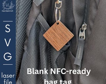 Rounded Square Tag SVG File – Blank Laser Cut Keychain for NFC, Backpack Tags, Digital Business Card, DIY Smart Tag