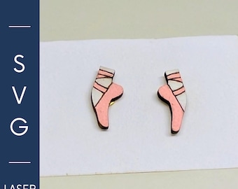 Tiny Pointe Ballet shoe Earrings SVG File | dance shoe Laser Cut Stud Earrings | Xtool Glowforge laser cut File ballerina dancer