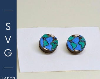 Tiny Earth Earrings SVG File | Earth Day Laser Cut Stud Earrings 8mm 9mm 10mm | Cute Globe Jewelry SVG | Xtool Glowforge laser cut File
